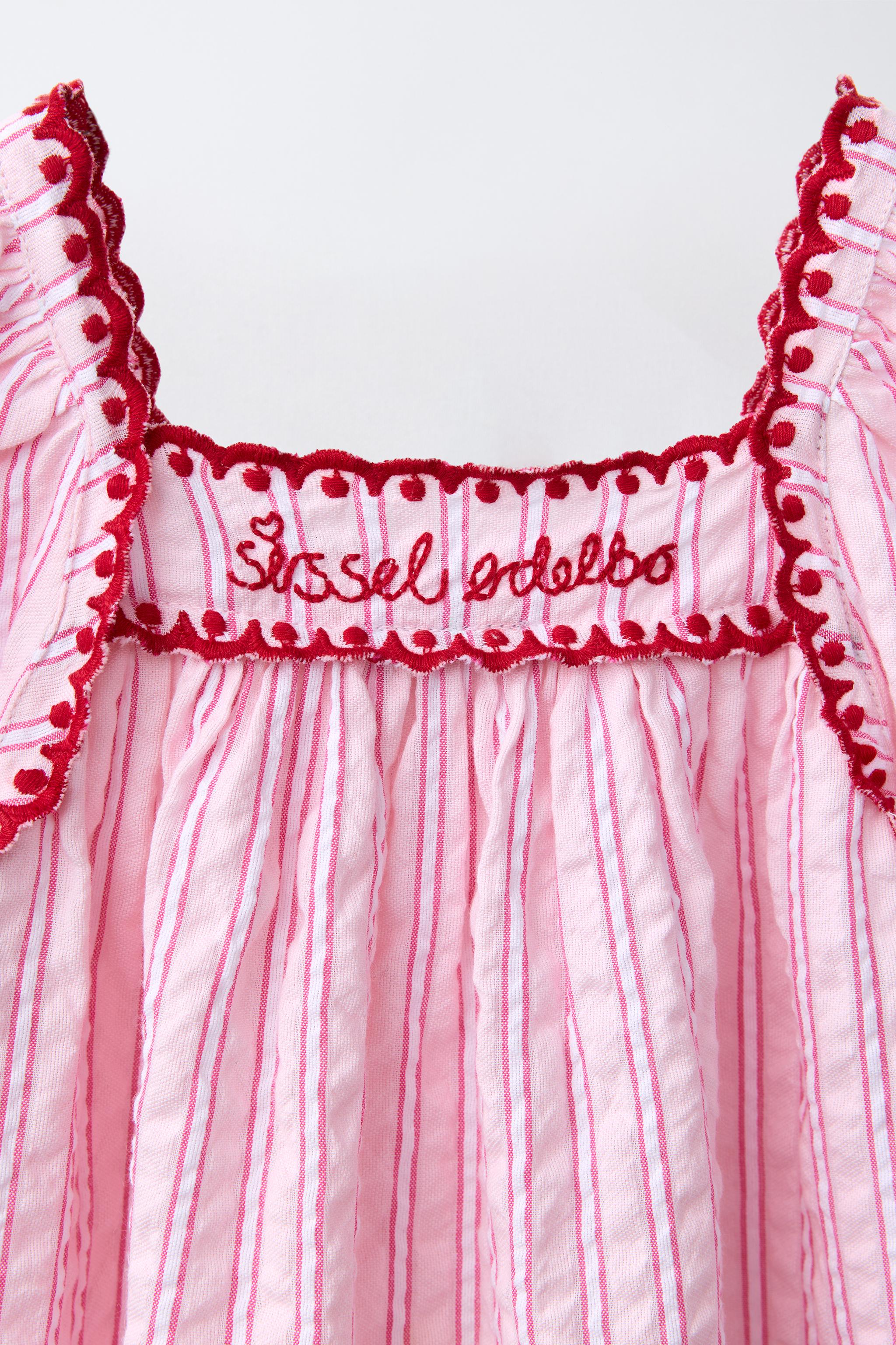 EMBROIDERED STRIPED DRESS SISSEL EDELBO X ZARA KIDS